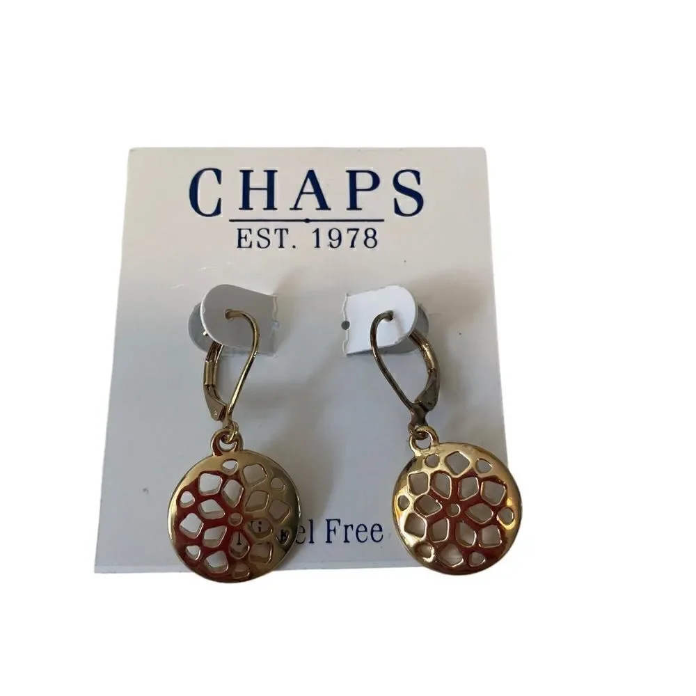 CHAPS Gold Toned Leverback Earrings.